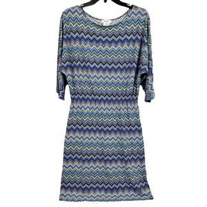 Kate Hill Womens Slip Dress Zig Zag Print Pullover Stretch Size 4P Petite